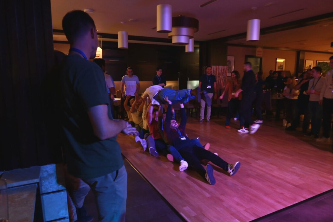 Ending the first night in Budapest with karaoke 