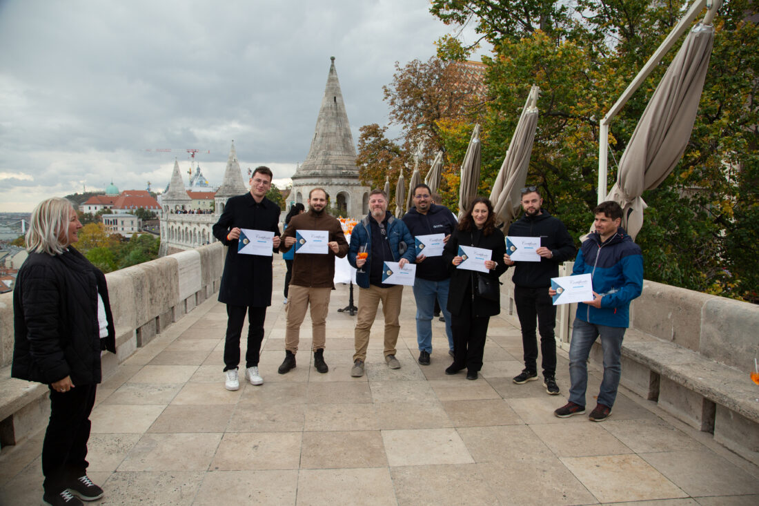 The winning team receiving their awards